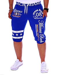 billige -Herre Løstsittende Svette shorts Capri-bukser Snorer Trykt mønster Bokstaver Sport Helg Aktiv Grunnleggende Svart Hvit
