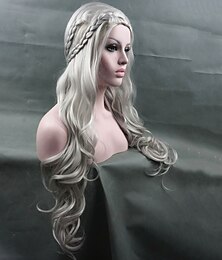 abordables -perruque cosplay perruque synthétique perruque cosplay ondulée ondulée coupe lutin perruque longue blond décoloré#613 blanc argent cheveux synthétiques perruque tressée femme blanc strongbeauty