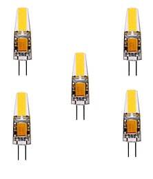 abordables -5pcs 5w 300lm g4 led bi-pin ampoule t3 jc type cob chip blanc chaud et froid pour plafonniers sous armoire (équivalent halogène 50w) ac / dc12-24v