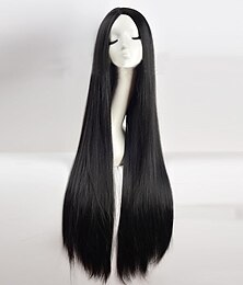 cheap -Black Wigs for Women The Addams Family Wig Long Black Wig Cosplay Wig Synthetic Wig Cosplay Wig Long Azure Light Brown Lake Blue Blonde Pink Synthetic Hair 34 Inch Women‘S