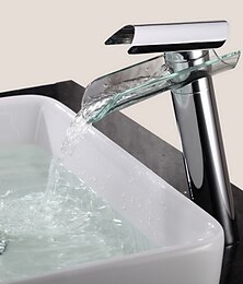 abordables -robinet de lavabo de salle de bain - cascade chromé central un trou / mitigeur monotroubath taps / laiton