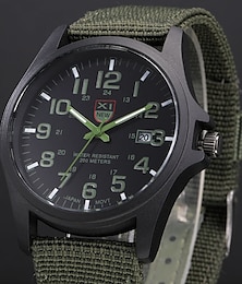 abordables -reloj de cuarzo para hombres analógico de cuarzo correa de lona relojes hombres casual auto fecha reloj de cuarzo militar ejército verde reloj simple analógico deporte hombre reloj de pulsera