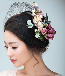 economico -Fascinatori Cappelli Feste di Autunno Copricapi Flax Corse di Cavalli Giorno delle Donne Royal Ascot Stile Vintage Fiore Elegante Con Copricapo Fiori Vestirsi Per Impressionare Giornata di Corsa