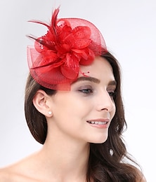 Недорогие -Fascinators Headwear Feather Net Wedding Tea Party Horse Race Ladies Day Cocktail Vintage Style Elegant With Floral Headpiece Headwear