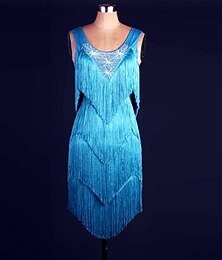 abordables -danse salsa danse latine robe cristal / strass volants femme performance sans manches spandex dentelle