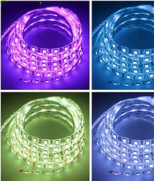abordables -5m 16.4ft halloween rgb led bande lumineuse étanche 300leds 5050smd ip65 chaud froid blanc bleu violet rouge pour décor de fête dc12v