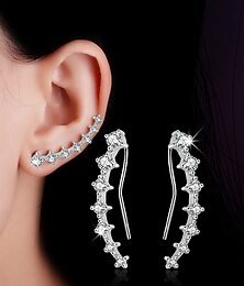 voordelige -Oorknopjes Clip op oorbel For Dames Kristal Synthetische Diamant Feest Bruiloft Casual Sterling zilver Cuff armband Bladvorm Hart Bloem Gouden Zilver / Dagelijks