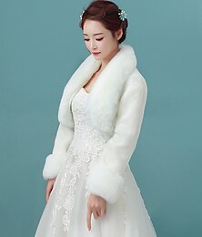 cheap -Shrugs Faux Fur White Coat Fall Wedding / Party Evening Women‘s Wrap With