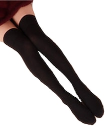 cheap -Women's Lolita Vacation Dress Socks / Long Stockings Black Solid Colored Cotton Lolita Accessories