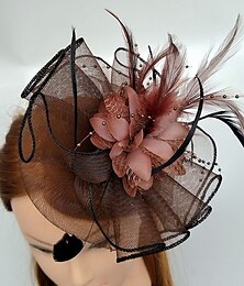 ieftine -Tulle / Feather Kentucky Derby Hat / Fascinators / Headwear with Floral 1PC Wedding / Special Occasion / Horse Race Headpiece