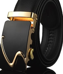 cheap -Men's Luxury Belt Leather Solid Colored Silver Gold 2024