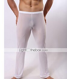 abordables -Homme Sous-Vêtements Longs Troué Nylon Couleur Pleine Taille basse Noir Blanche