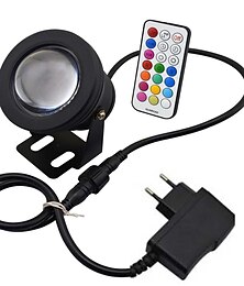 economico -esterno 10w led rgb led resistente giardino paesaggio fontana stagno proiettore luci esterne lampadina adattatore di alimentazione eu plug funzione di memoria impostazione temporizzazione (ac85-265v)