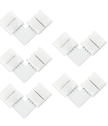 abordables -5pcs 4 pin diy led rgb adaptador de conector de luz de tira 5050 led 10mm en forma de l