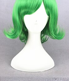 billiga -cosplay kostym peruk syntetisk peruk cosplay peruk rak rak peruk kort grönt syntetiskt hår damgrön