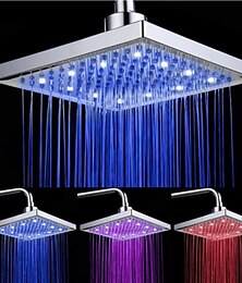 economico -soffione doccia con getto superiore a colori luminosi tricolore a led con getto d'acqua superiore da 9 pollici (placcatura in abs)