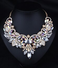 cheap -Statement Necklace Crystal Rhinestone Alloy Women's Luxury Basic Victorian Necklace For Party Wedding Anniversary / Casual / Daily / Engagement / Valentine