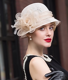 economico -Fascinatori Cappelli Lino Piuma Cappello Bowler  Cloche Cappello da sole Cappello alto Matrimonio Casual Giorno delle donne alla corsa del Kentucky Matrimonio romantico Principessa Con copricapo