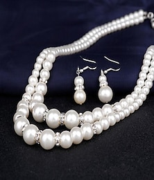 cheap -Necklace Earrings For Women's Pearl Party Wedding Gift Pearl Double Strand / Bridal Jewelry Sets / Daily / Engagement