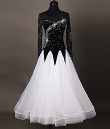 economico -Balli da sala Abito Con applique A fantasia Paillettes Per donna Prestazioni Manica lunga Alto Chinlon