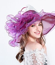 abordables -Plume / Soie / Organza Chapeau Kentucky Derby / Fascinateurs / Chapeaux avec Fleur 1 pc Mariage / Extérieur / Occasion spéciale Casque