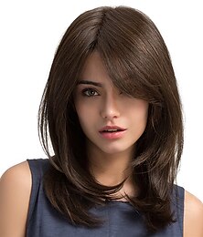 cheap -Brown Wigs For Women Straight Wig Long Chestnut Brown Synthetic Hair Women's  Wigs with Bangs