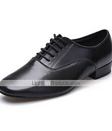 abordables -Hombre Zapatos de Baile Latino Sandalia Zapatilla Tacón Bajo Cuero Flor Negro / Profesional