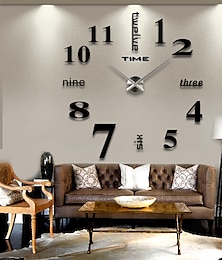 cheap -3D Wall Decal Decorative Clock,DIY Wall Clock Modern Frameless Large Arabic Numerals Clock Mirror Surface Wall Sticker Home Decor for Living Room Bedroom (19-27 Inch)
