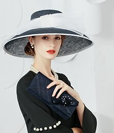 abordables -Chapeau Kentucky Derby en Lin  Chapeaux avec 1 Pièce Mariage  Fête  Soirée  Course de Chevaux Coiffe robe à impressionner Robe Journée de Course 2025