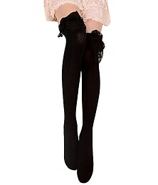 cheap -Women's Lolita Vacation Dress Socks / Long Stockings Black Lace Cotton Lolita Accessories