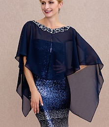 abordables -capes en mousseline de soie pour invité de mariage / fête / soirée pour femmes avec boutons / robe à perles pour impressionner 2025