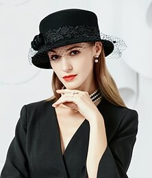 economico -Cappelli in lana Stile vintage Elegante Headwear in tulle Copricapo con applicazioni 1 pezzo Occasione speciale Festa Sera Festa del tè Copricapo abito per impressionare Cappelli Abito Race Day