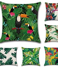 economico -set di 6 fodere per cuscini botanici uccelli tropicali cuscino da esterno cuscino per soggiorno divano divano letto poltrona verde