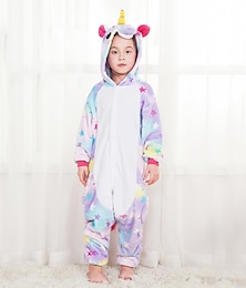 cheap -Kid's Kigurumi Pajamas Unicorn Flying Horse Pony Print Onesie Pajamas Funny Costume Flannel Fabric Cosplay For Boys and Girls Christmas Animal Sleepwear Cartoon