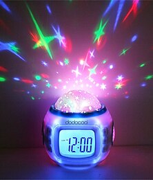 お買い得  -スカイプロジェクタースターライトミュージック目覚まし時計子供用色を変える誕生日プレゼントAAA電池式