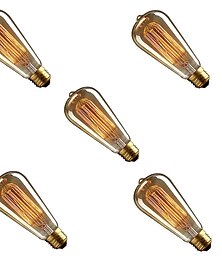 Недорогие -5 шт. 40 W E26 / E27 ST58 Теплый Желтый 2200-3000 k Диммируемая Винтажная лампа накаливания Эдисона 220-240 V