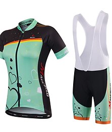 cheap -Malciklo Women's Short Sleeve Cycling Jersey with Shorts Mint Green Green / Black Floral Botanical Bike Jersey Bib Tights Padded Shorts / Chamois Breathable Quick Dry Anatomic Design Ultraviolet