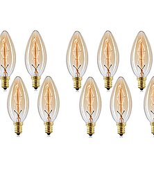 economico -10 pz 40 w edison vintage lampadina a incandescenza dimmerabile e14 c35 antico filamento ambra bianco caldo per lampadario luce 220-240 v