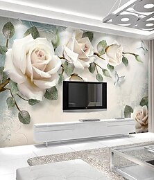 cheap -Cool Wallpapers Wall Mural Flower Wallpaper Beautiful Wallpaper Wall Sticker Covering Print Adhesive Required 3D Effect Blossom Flower Canvas Home Décor