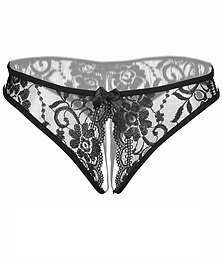 cheap -Women's Panties 1box Jacquard Nylon Lace Open Crotch Black White