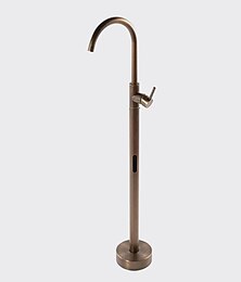 cheap -Antique Brass Bathtub Faucet Freestanding, 360 Swivel Spout Floor Mount Bath Tub Shower Filler Mixer Taps, Vintage Free Standing Clawfoot Tub with Hot and Cold Water Hose