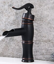 abordables -Robinet de lavabo de salle de bain en bronze huilé, robinets de bain à un trou et à poignée unique avec interrupteur d'eau chaude et froide
