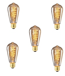 economico -5 pezzi 40w lampadina a incandescenza vintage edison e26 e27 dimmerabile lampadina decorativa antica a filamento per interni appesi a parete plafoniere ambra caldo 220-240v