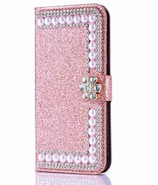 cheap -Phone Case For iPhone 15 Pro Max Plus iPhone 14 13 12 11 Pro Max Mini X XR XS Max 8 7 Plus Wallet Case Flip Cover with Stand Holder Magnetic Shockproof Hard Rhinestone PU Leather