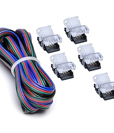 זול -5PCS 10mm RGB No-Waterproof 4 Pin LED Strip Connector With 22# UL Listed 3M 4 Conductor Line DIY Both Strip to Power Lead or Board to Board Jumper