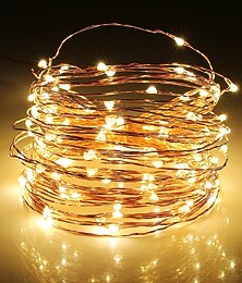 Недорогие -элегантная свадьба&amp;Вечеринка, прием, 8 режимов, 10 м, 100 светодиодных гирлянд с дистанционным управлением, таймером, работающие от батареек, водонепроницаемые мерцающие огни из медной проволоки