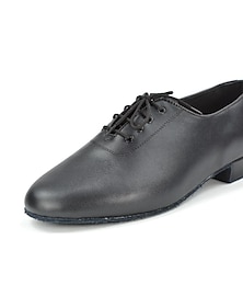 ieftine -Bărbați Pantofi Moderni / Sală Dans Nappa Leather Dantelat Călcâi Cataramă Toc Drept Personalizabili Pantofi de dans Negru / Antrenament