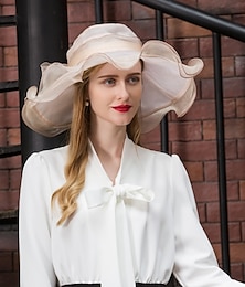 abordables -Sombreros Organdí Sombrero de copa Sombrero flexible Boda Elegante Romántico dama Con Pajarita Celada Sombreros