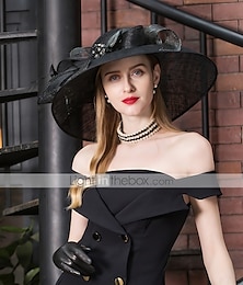 economico -berretto Lino Cappello da sole Corsa di cavalli Coppa di Melbourne Con Con diamantini Piume Copricapo Copricapo