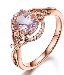ieftine -Band Ring Inel de logodna For Pentru femei Diamant sintetic Petrecere Nuntă Mascaradă Articole de ceramică Placat Cu Aur Roz MetalPistol Solitaire Rundă HALO Minge